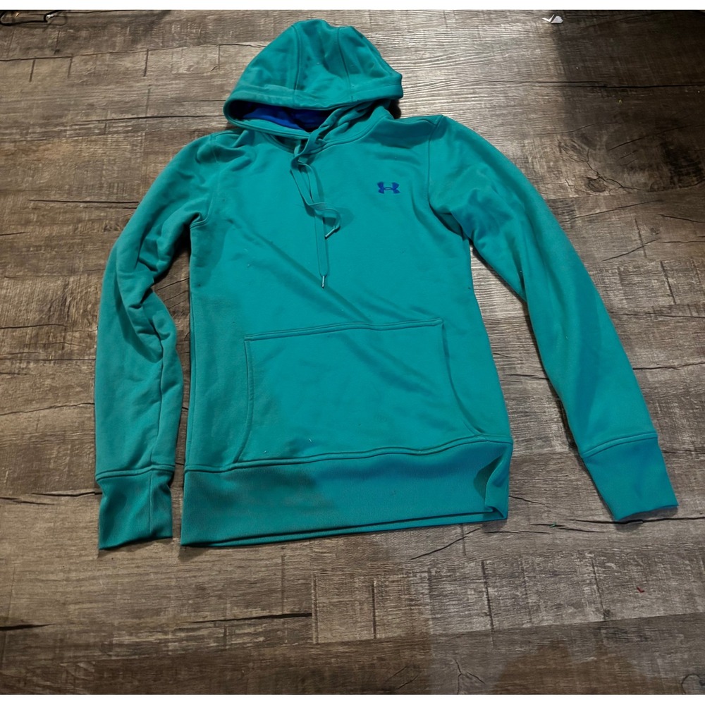 Under Armour Teal Blue Fleece Hoodie Sweatshirt Women's XS‎ Loose Fit Pullover